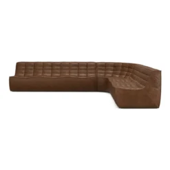 Modulaire bank N701 chestnut 2+3 seat, 90° ronde hoek