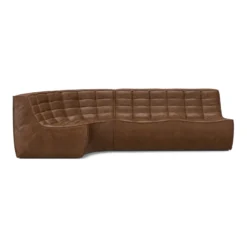 Modulaire bank N701 chestnut set 2 seat 90° ronde hoek