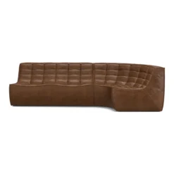 Modulaire bank N701 chestnut set 2 seat 90° ronde hoek