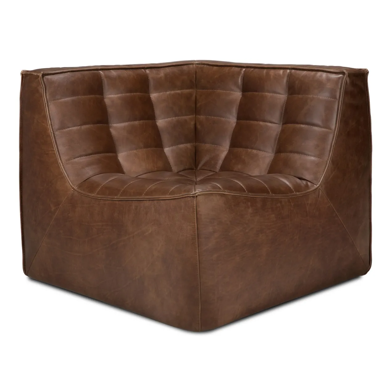 Modulaire bank N701 chestnut set 1+2 seat 90° recht hoek