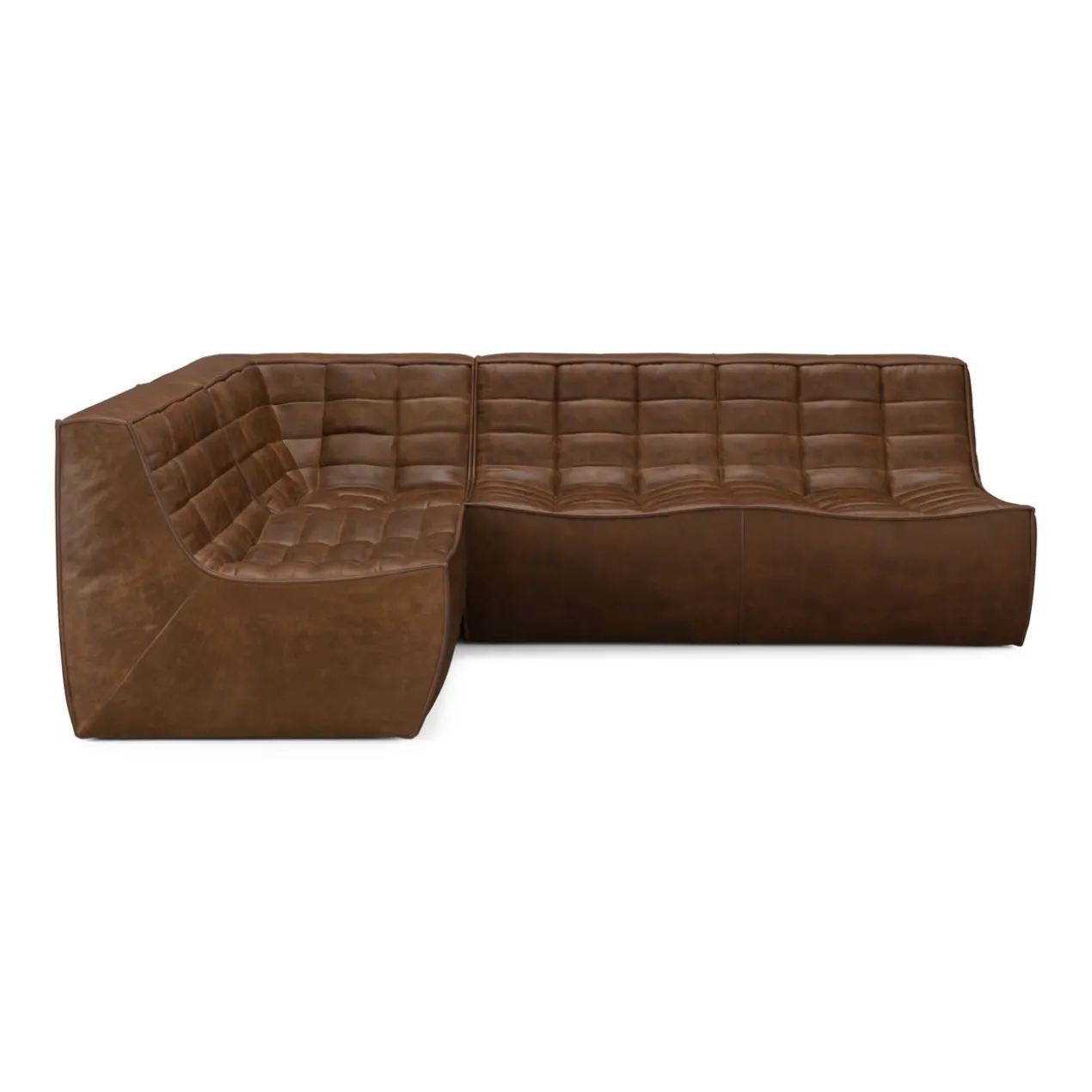Modulaire bank N701 chestnut set 1+2 seat 90° recht hoek