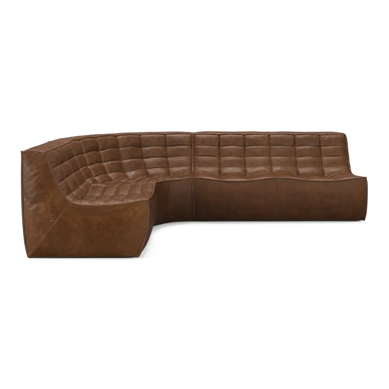 Modulaire bank N701 chestnut set 1+2 seat 90° ronde hoek