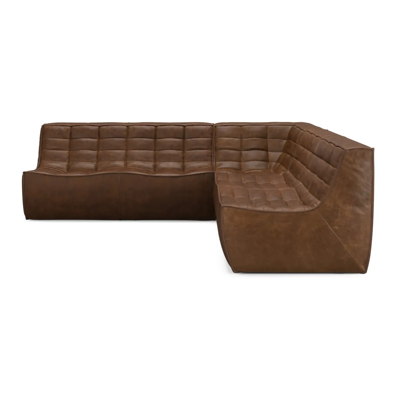 Modulaire bank N701 chestnut set 2x2 seat 90° rechte hoek