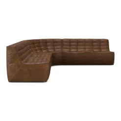 Modulaire bank N701 chestnut set 2x2 seat 90° ronde hoek