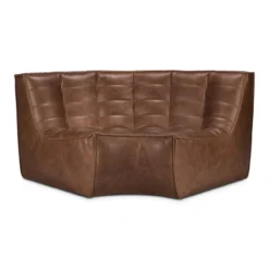 Modulaire bank N701 chestnut set 1+3 seat, 90° ronde hoek