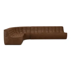 Modulaire bank N701 chestnut set 1+3 seat, 90° ronde hoek