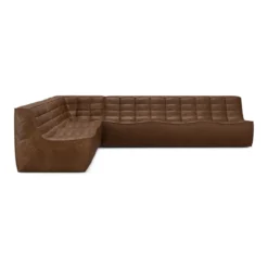 Modulaire bank N701 chestnut set 2+3 seat, 90° rechte hoek