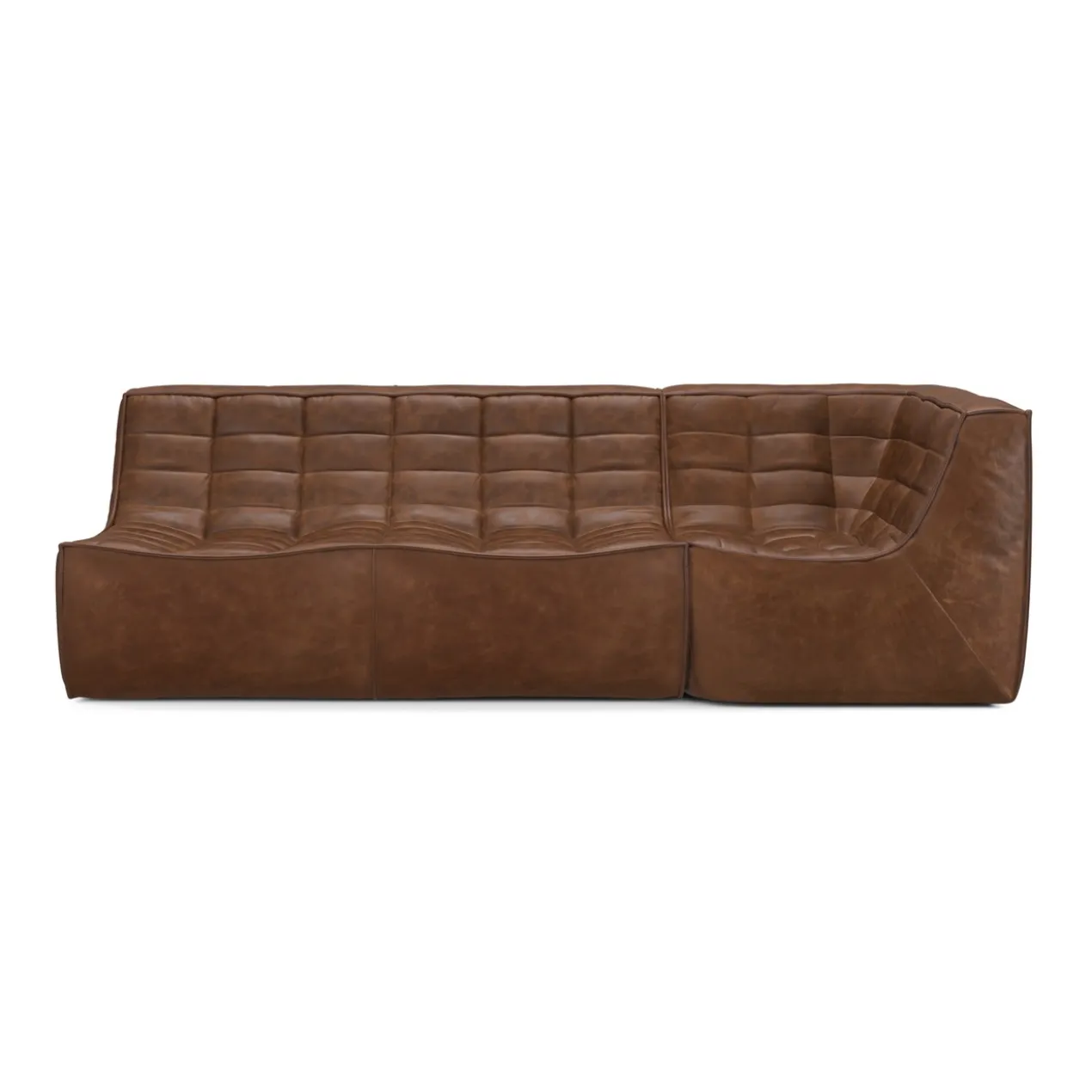 Modulaire bank N701 chestnut set 2 seat 90° rechte hoek