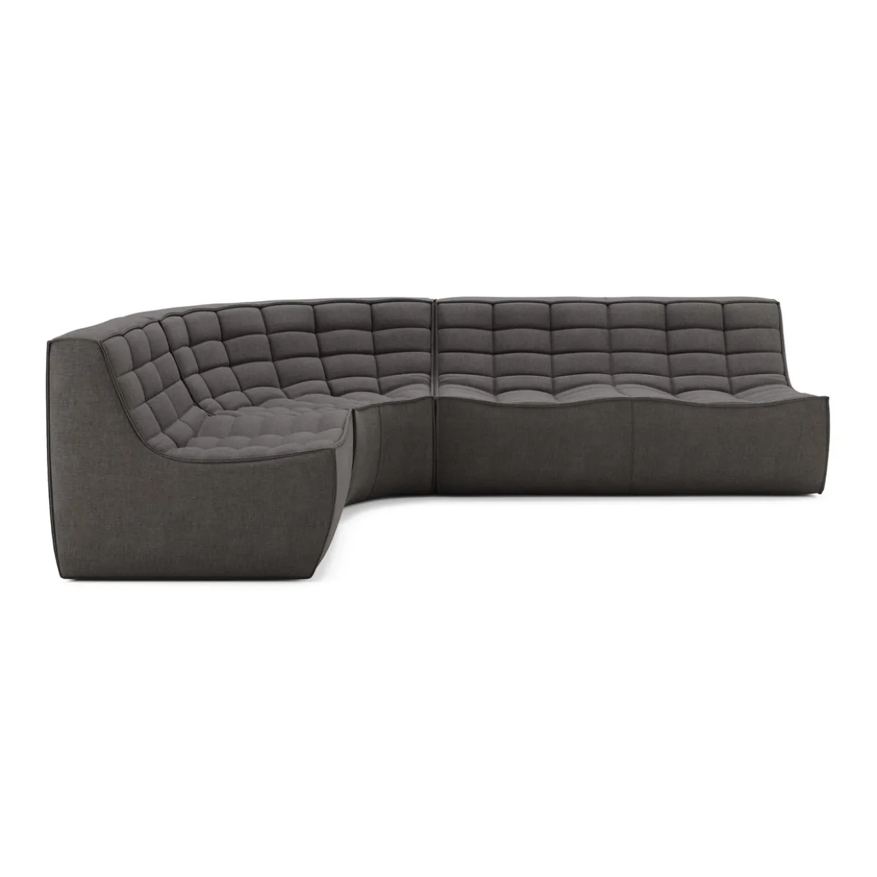 Modulaire bank N701 dark grey set 1 + 2 seat 90° ronde hoek