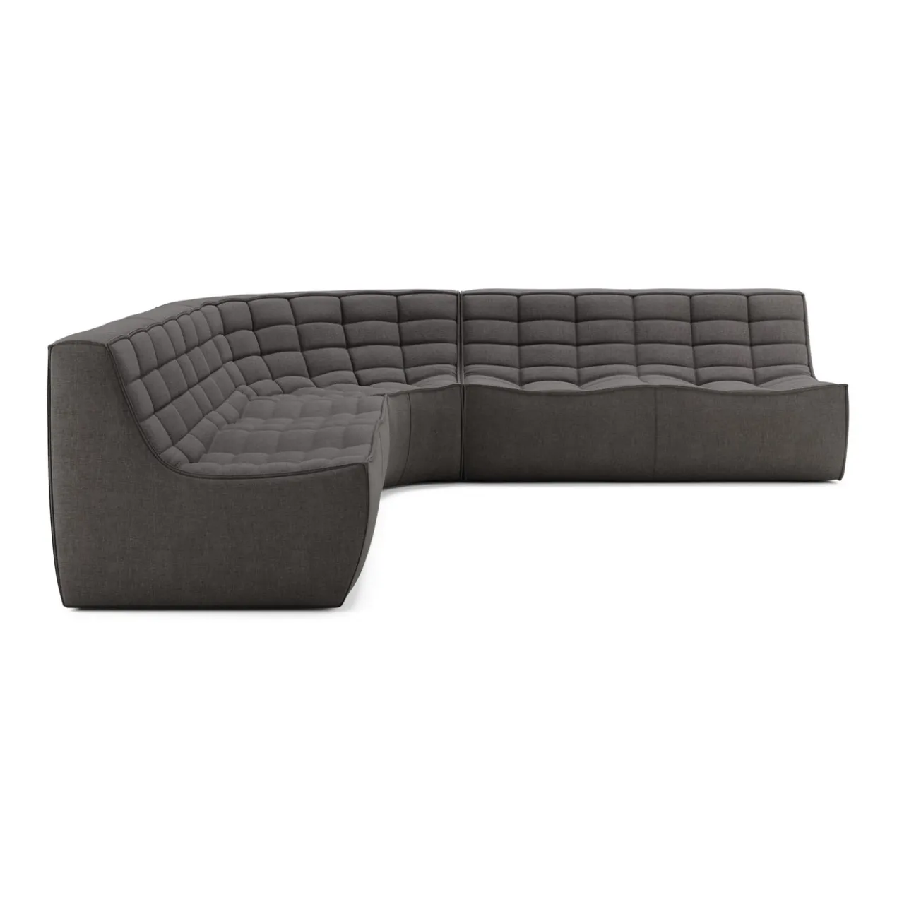 Modulaire bank N701 dark grey set 2x2 seat 90° ronde hoek