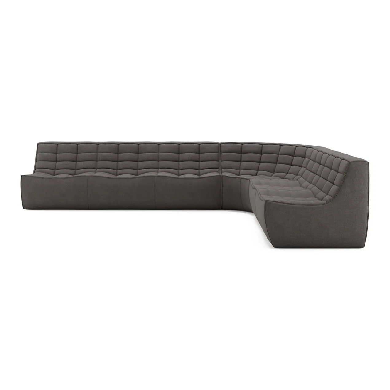Modulaire bank N701 dark grey set 2 + 3 seat, 90° ronde hoek