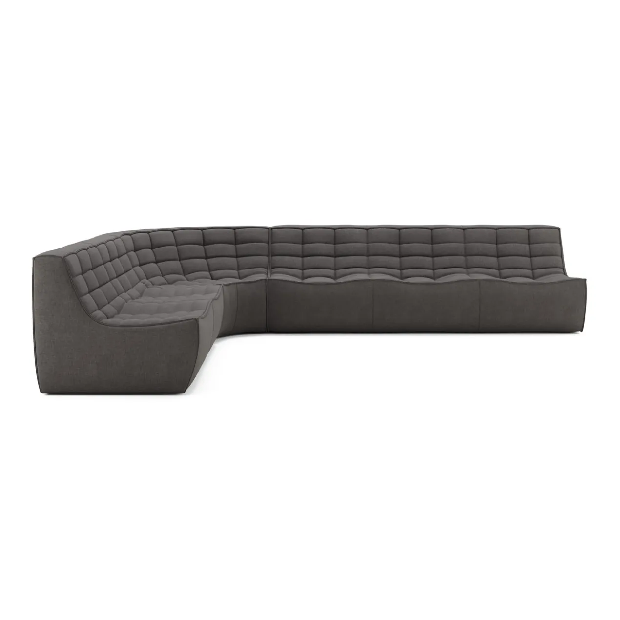 Modulaire bank N701 dark grey set 2 + 3 seat, 90° ronde hoek