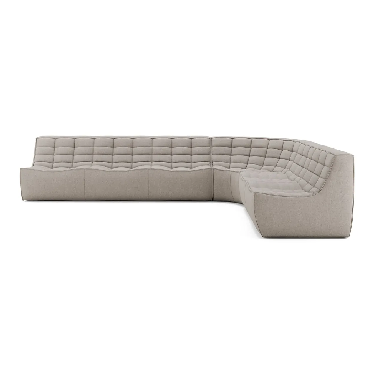 Modulaire bank N701 ecru 2+3 seat, 90° ronde hoek