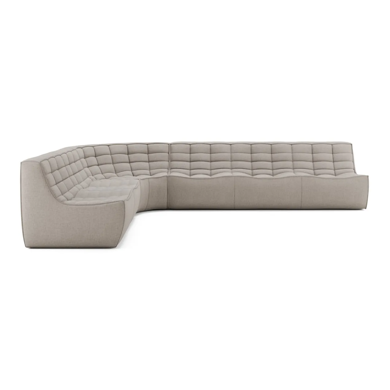 Modulaire bank N701 ecru 2+3 seat, 90° ronde hoek