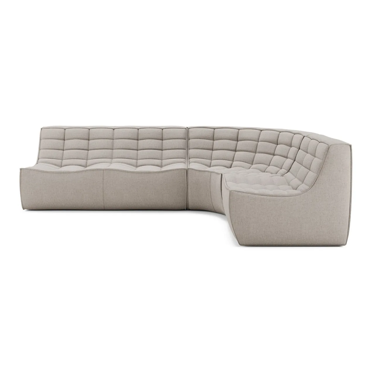 Modulaire bank N701 ecru set 1+2 seat 90° ronde hoek