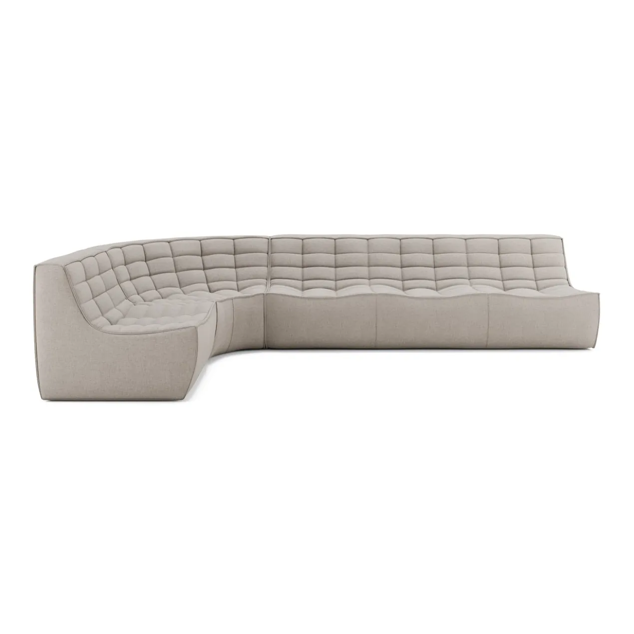 Modulaire bank N701 ecru set 1+3 seat, 90° ronde hoek