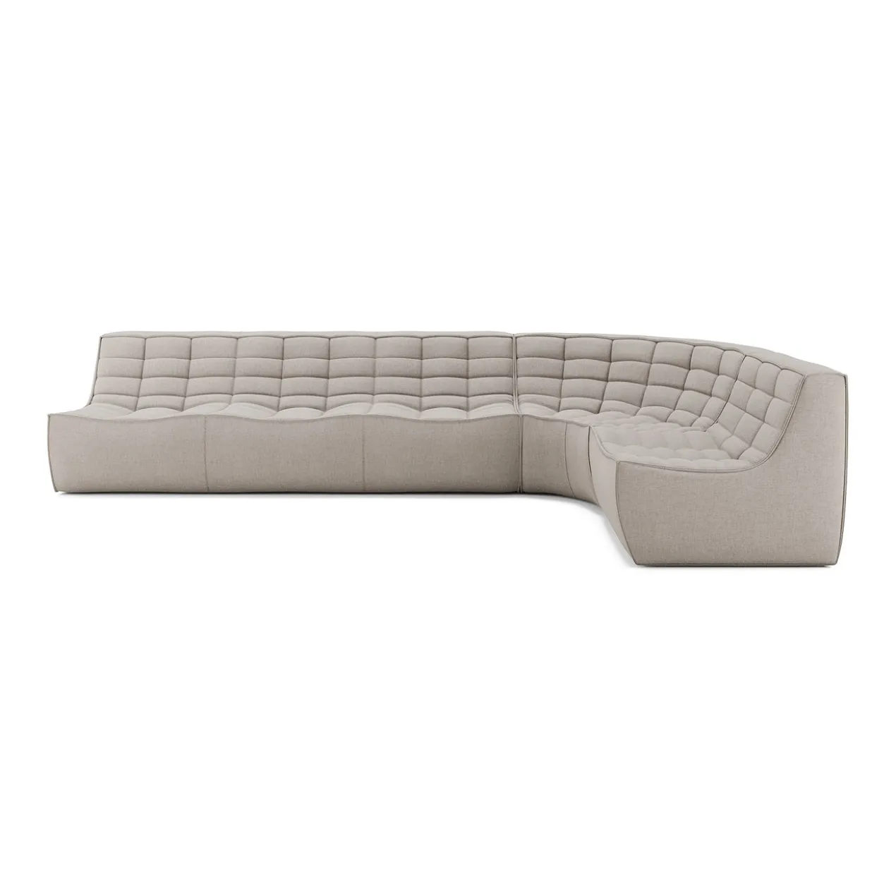 Modulaire bank N701 ecru set 1+3 seat, 90° ronde hoek