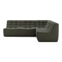 Modulaire bank N701 moss green set 1+2 seat 90° recht hoek