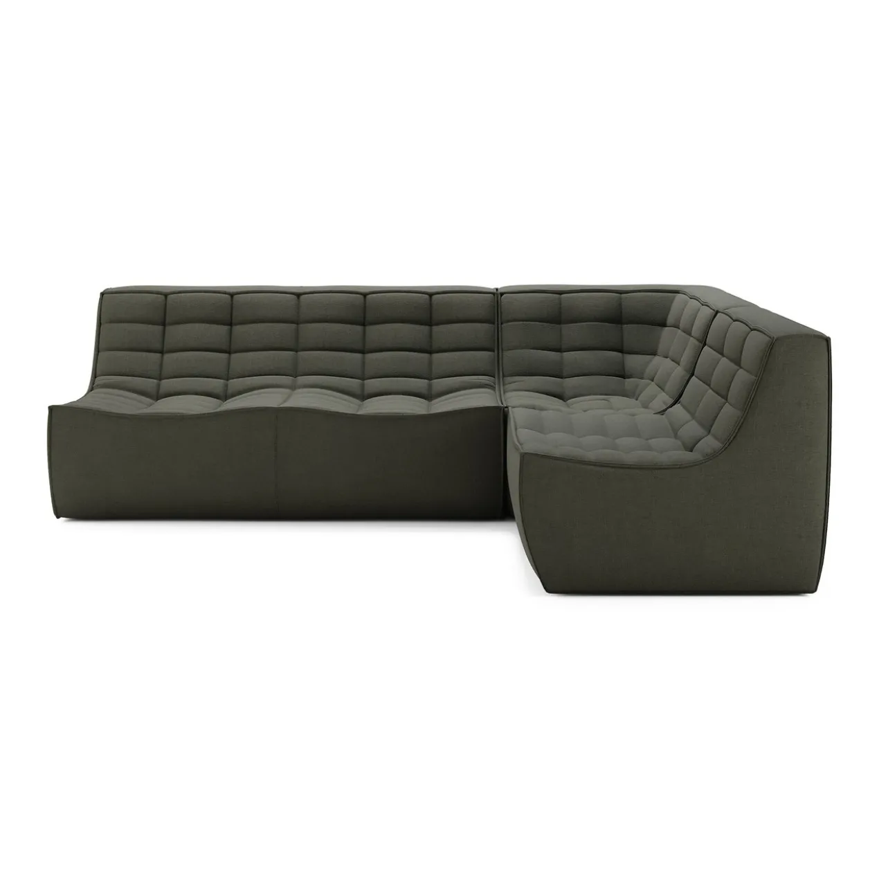 Modulaire bank N701 moss green set 1+2 seat 90° recht hoek