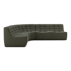 Modulaire bank N701 moss green set 1+2 seat 90° ronde hoek
