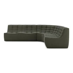 Modulaire bank N701 moss green set 1+2 seat 90° ronde hoek