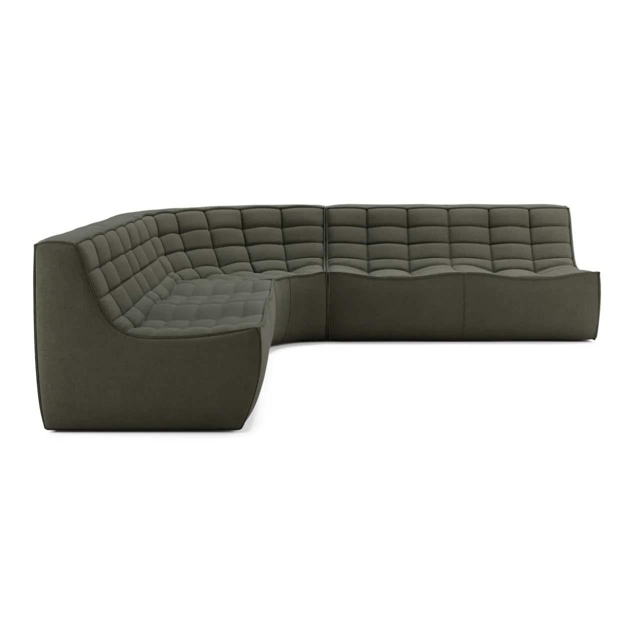 Modulaire bank N701 moss green set 2x2 seat 90° ronde hoek