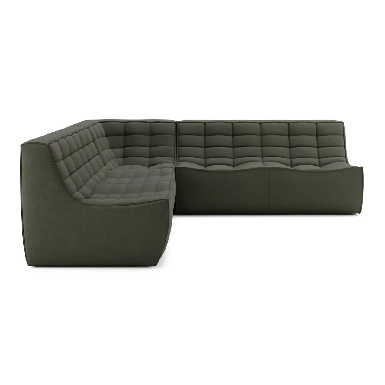 Modulaire bank N701 moss green set 2x2 seat 90° recht hoek