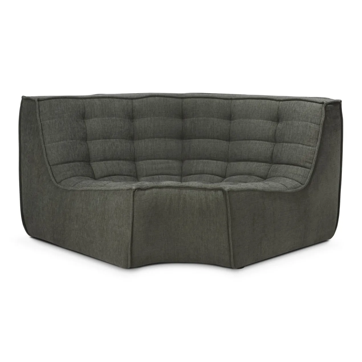 Modulaire bank N701 moss green set 1+3 seat, 90° ronde hoek