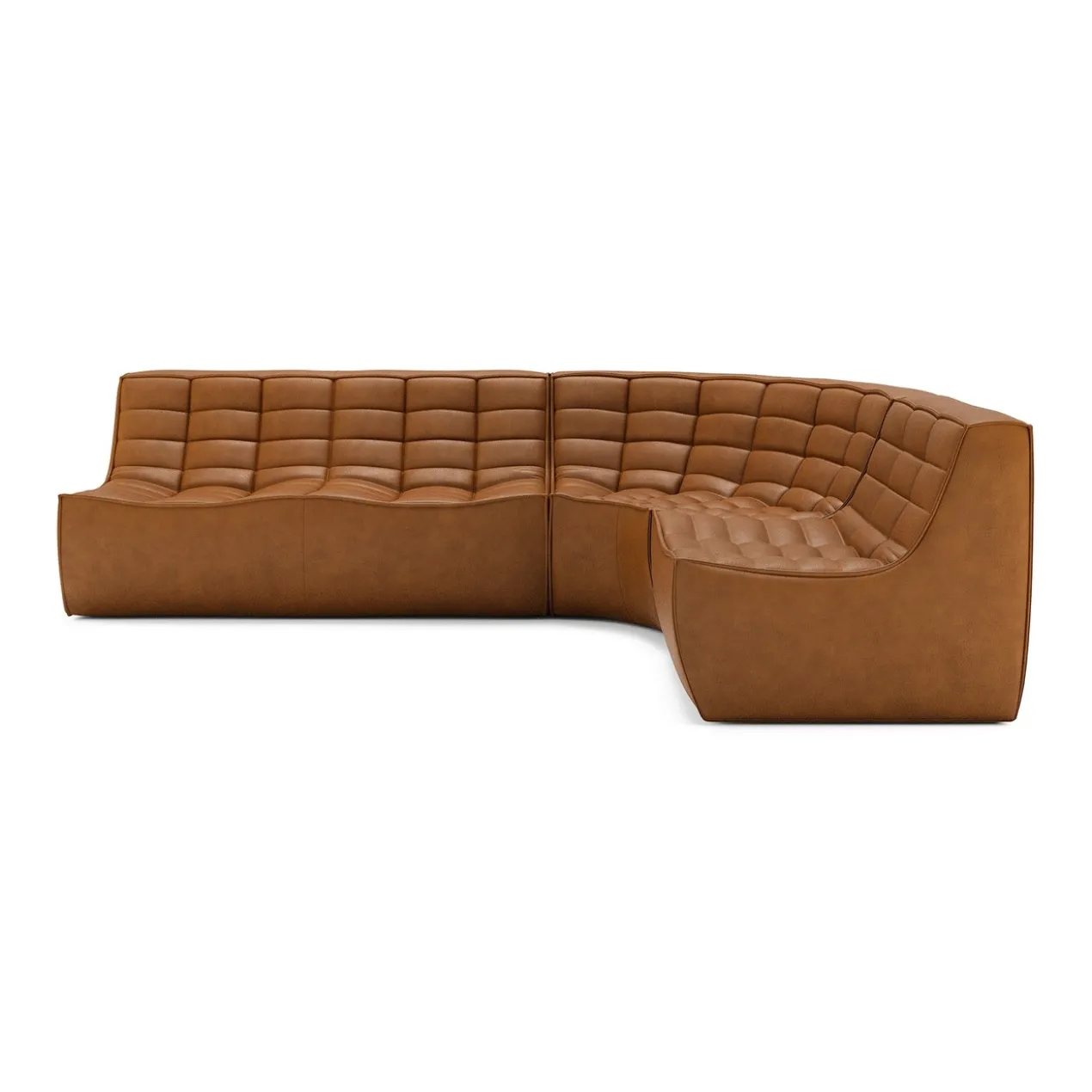 Modulaire bank N701 old saddle set 1+2 seat 90° ronde hoek