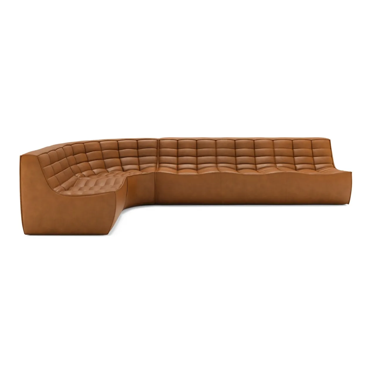 Modulaire bank N701 old saddle set 1+3 seat, 90° ronde hoek