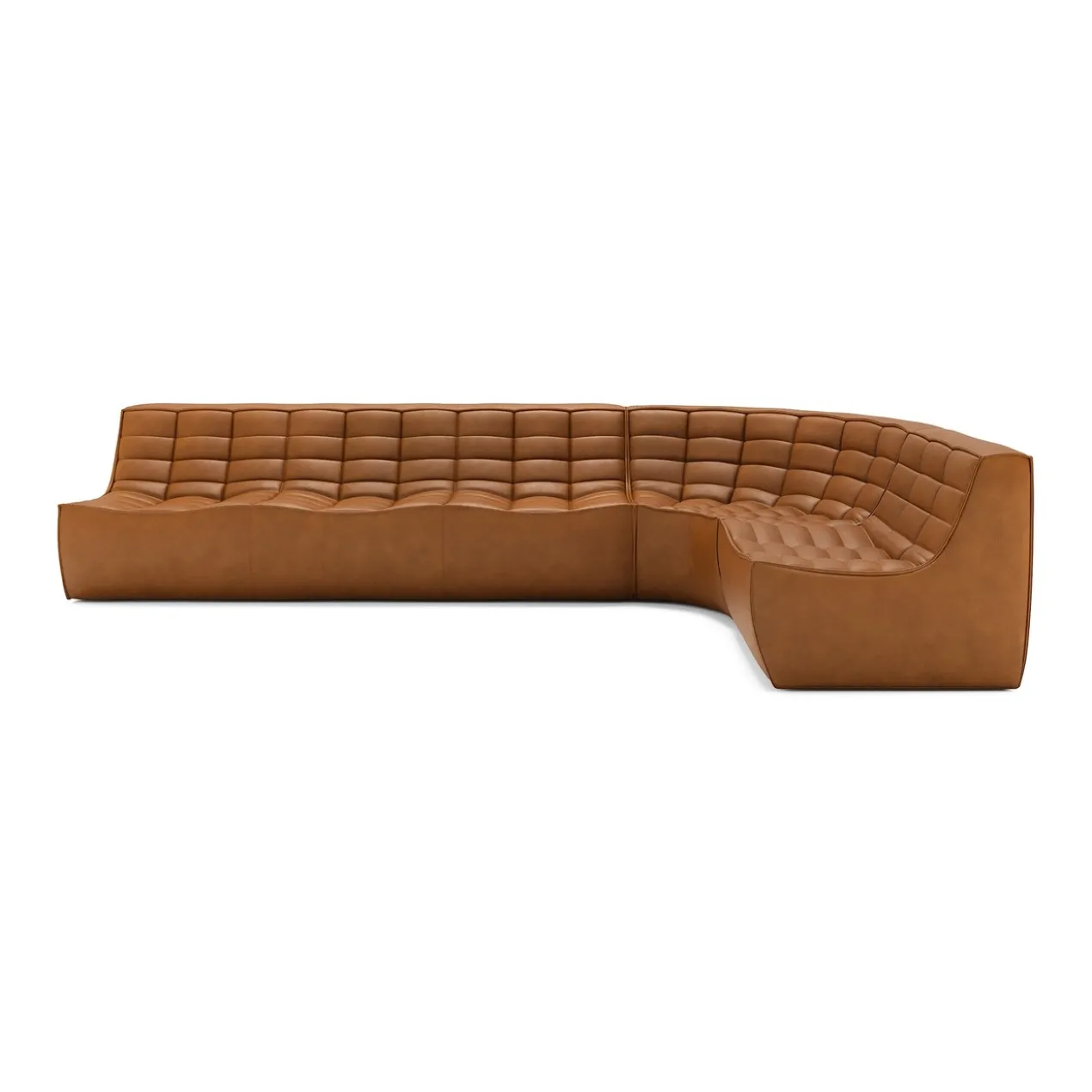 Modulaire bank N701 old saddle set 1+3 seat, 90° ronde hoek