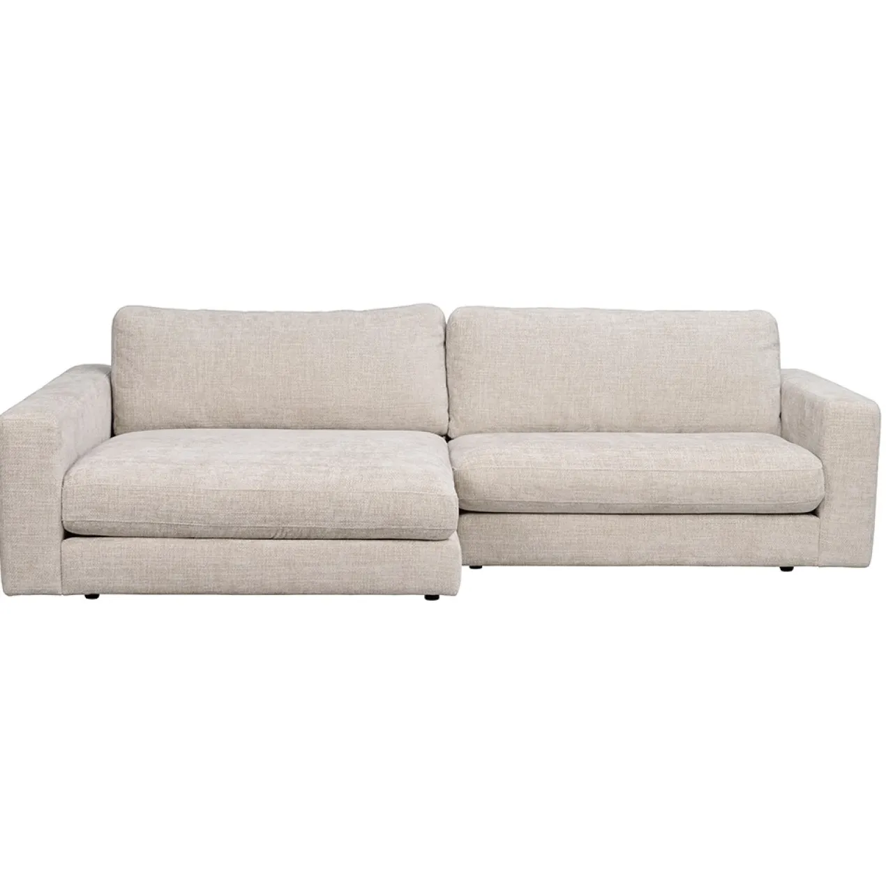 Modulaire gestoffeerde hoekbank Duncan - 258 cm Lichtgrijs/beige