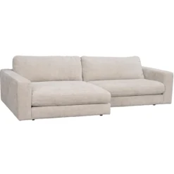 Modulaire gestoffeerde hoekbank Duncan - 258 cm Lichtgrijs/beige