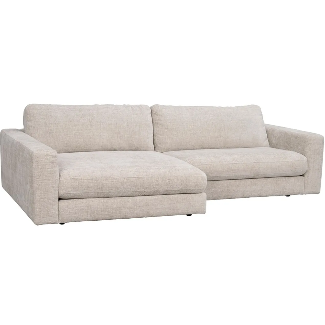 Modulaire gestoffeerde hoekbank Duncan - 258 cm Lichtgrijs/beige