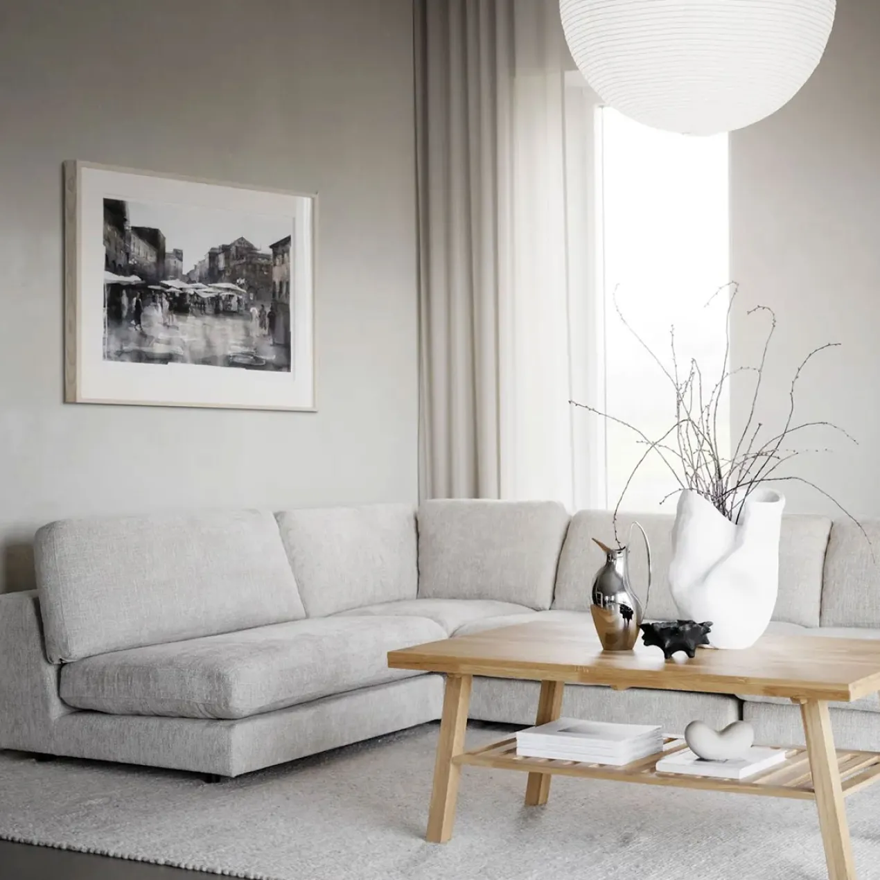 Modulair hoekelement Duncan Lichtgrijs/beige