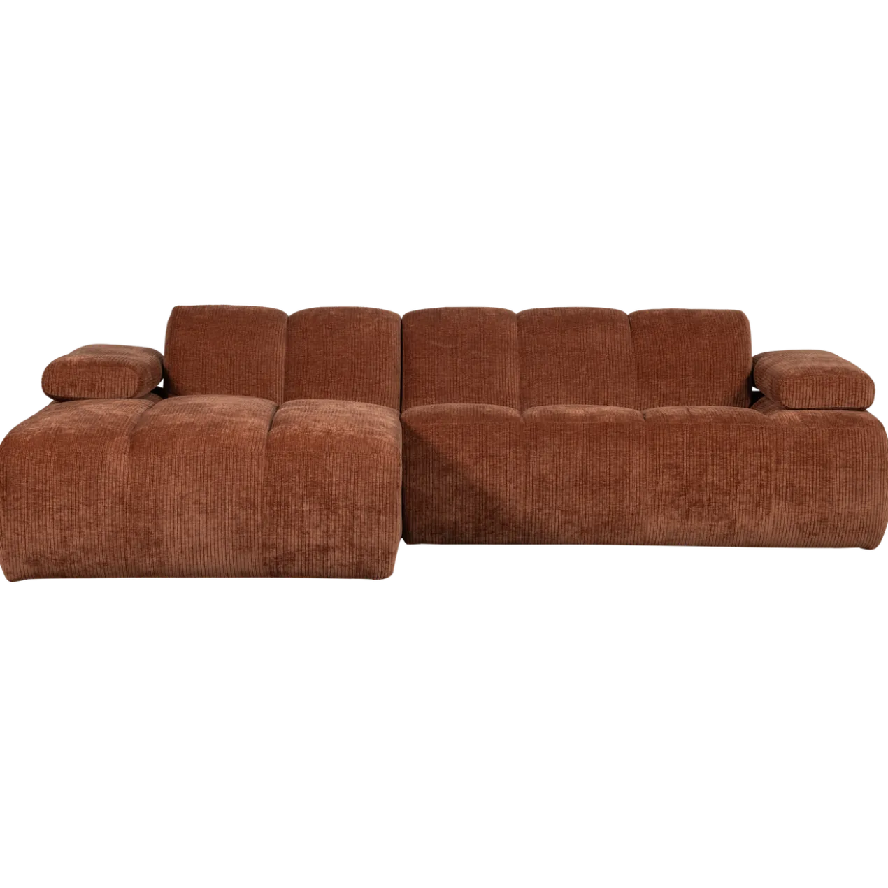 Mojo chaise longue bank links ribstof roestbruin