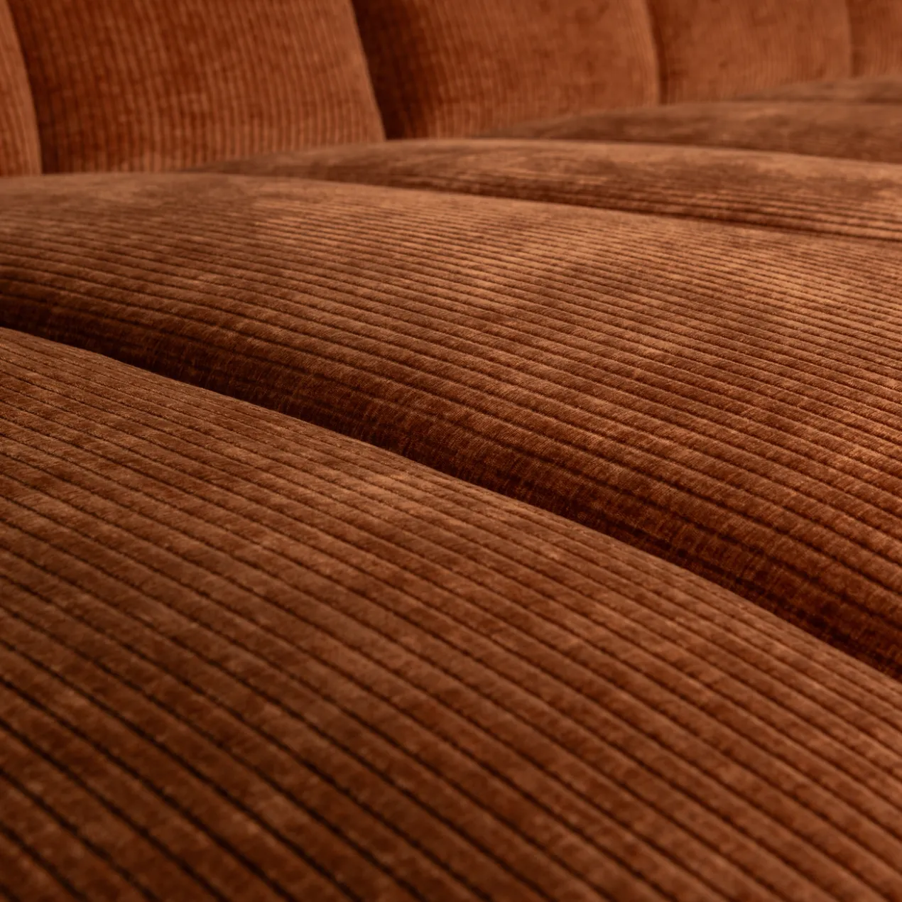 Mojo chaise longue bank links ribstof roestbruin