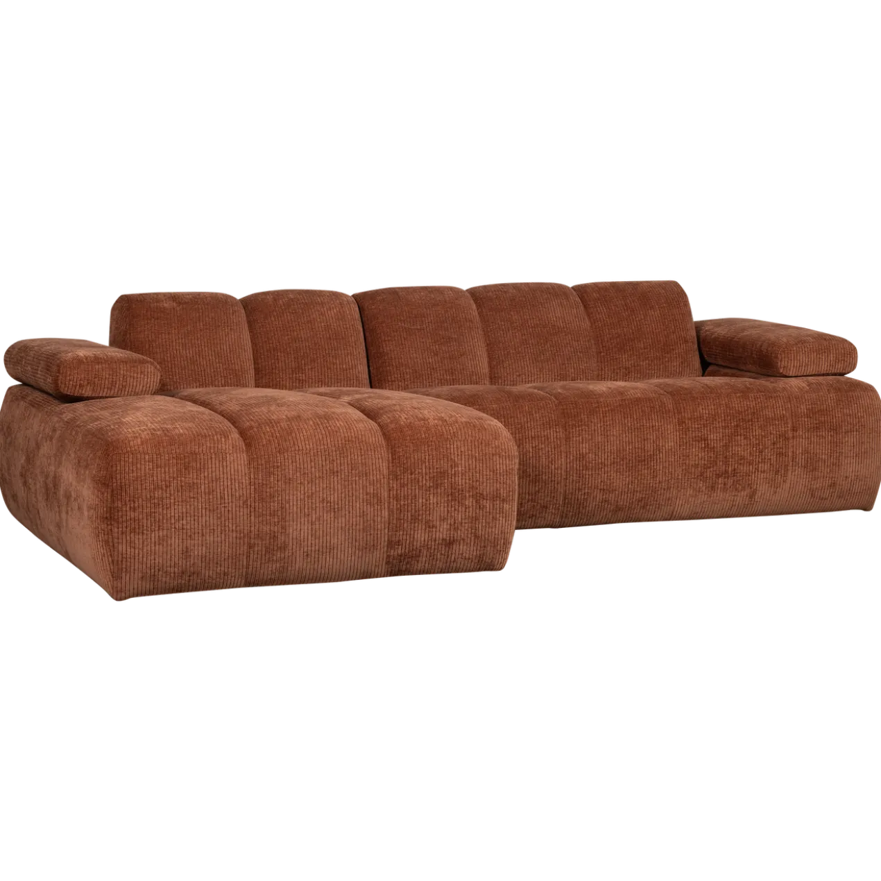 Mojo chaise longue bank links ribstof roestbruin