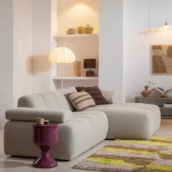 Mojo chaise longue element rechts ribstof ecru