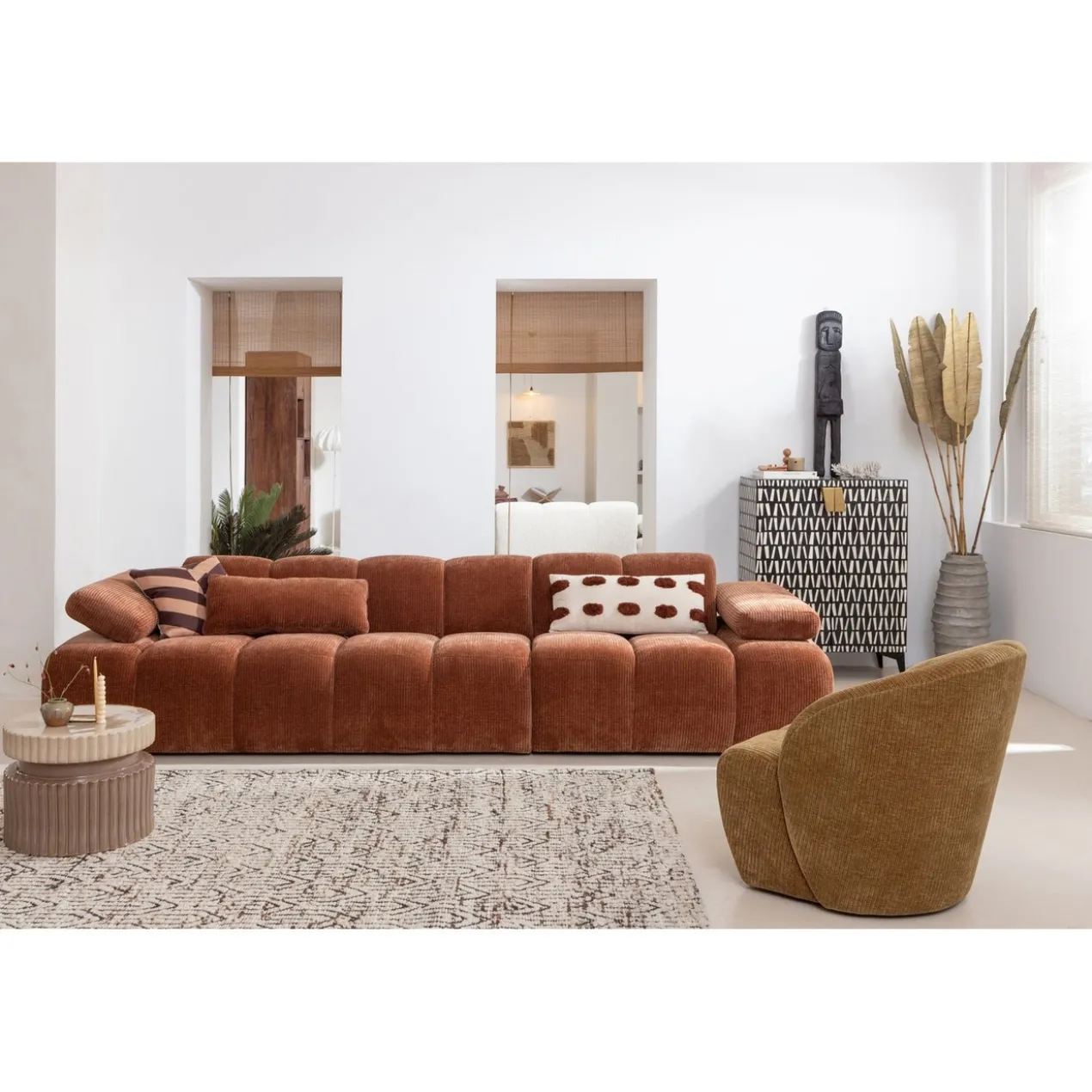 Mojo draaifauteuil ribstof honinggeel