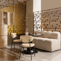 Mojo eetbank 164 cm met rugleuning boucle beige melange