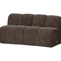 Mojo eetbank 164 cm met rugleuning ribstof bruin