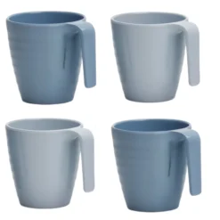 Mok shades of blue melamine - set van 4