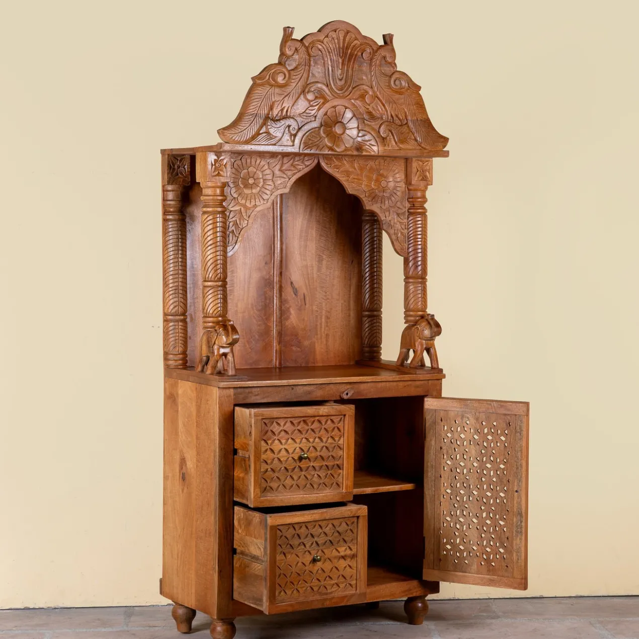 Moksha - Handgesneden Mandir van Mangohout