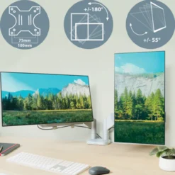 Monitorarm dubbel Ergo Ruimtebesparende lichtgrijs