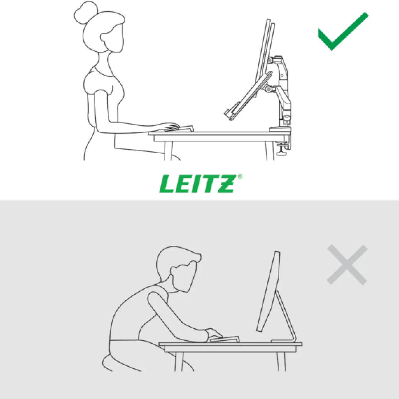 Monitor- en Laptoparm dubbel ruimtebesparend donkergrijs