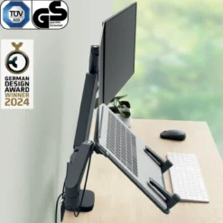 Monitor- en Laptoparm dubbel ruimtebesparend donkergrijs
