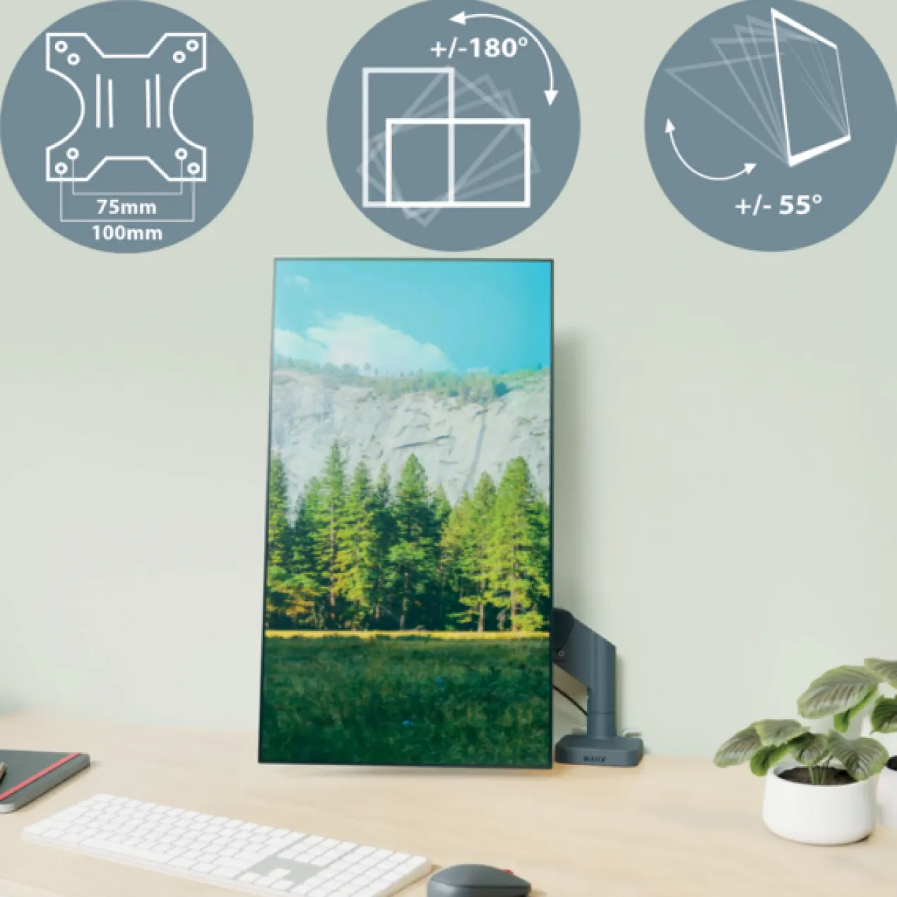 Monitor- en Laptoparm dubbel ruimtebesparend donkergrijs