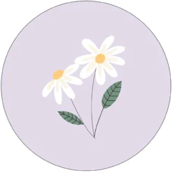 Muurcirkel kids margrietjes lila