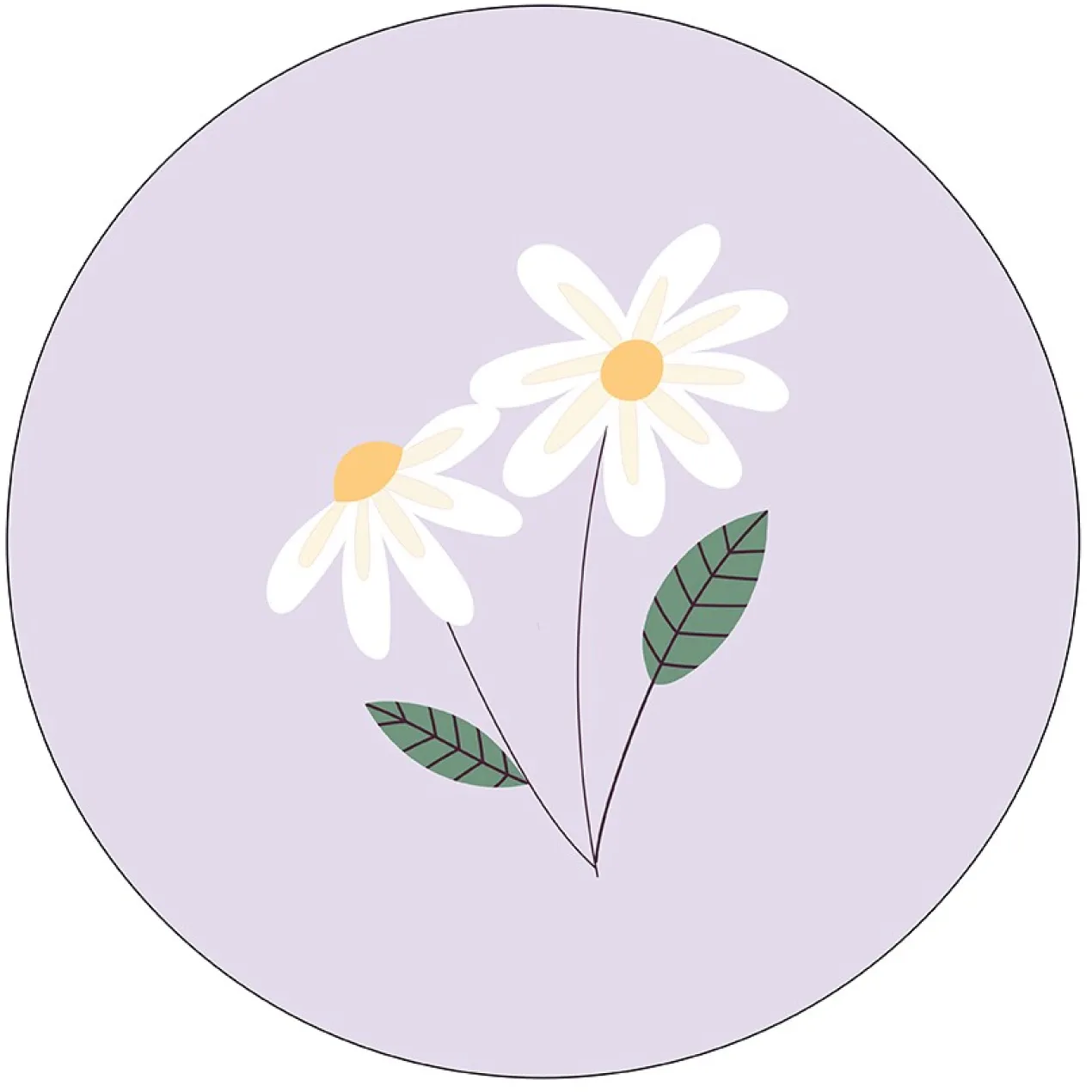 Muurcirkel kids margrietjes lila